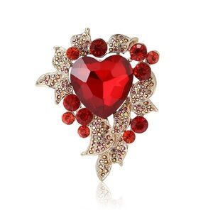 Luxury Vintage Red Heart Brooch